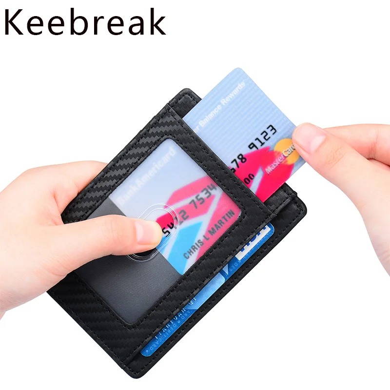 Мужской тонкий бумажник KEEBREAK отделение для банковских карт из углеродного
