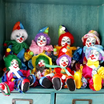 

12-15cm Ceramic Clown Doll Hand Painted Porcelain Doll Funny Clown Dolls Halloween Gift Home Decoration