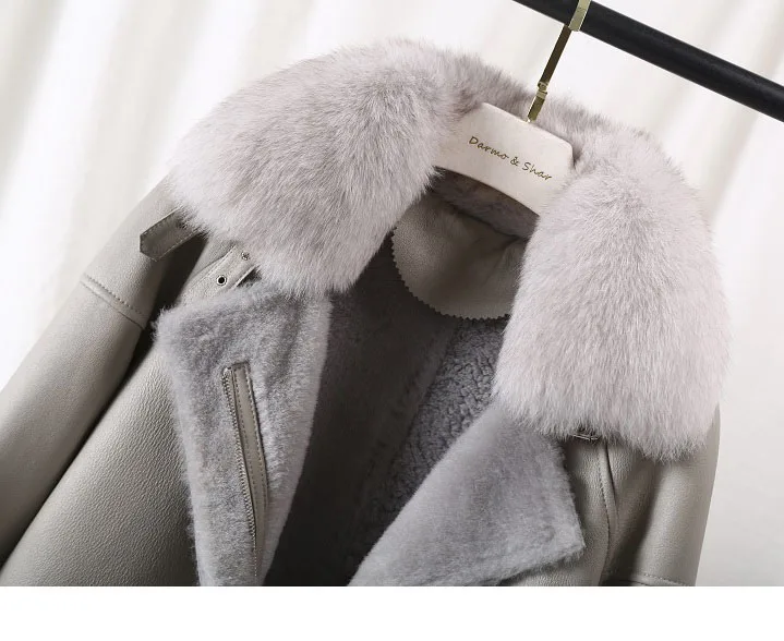 Зимняя повседневная куртка женская короткая верхняя одежда натуральный Лисий меховой воротник мех ягненка парка теплая зимняя куртка модное пальто из натурального меха