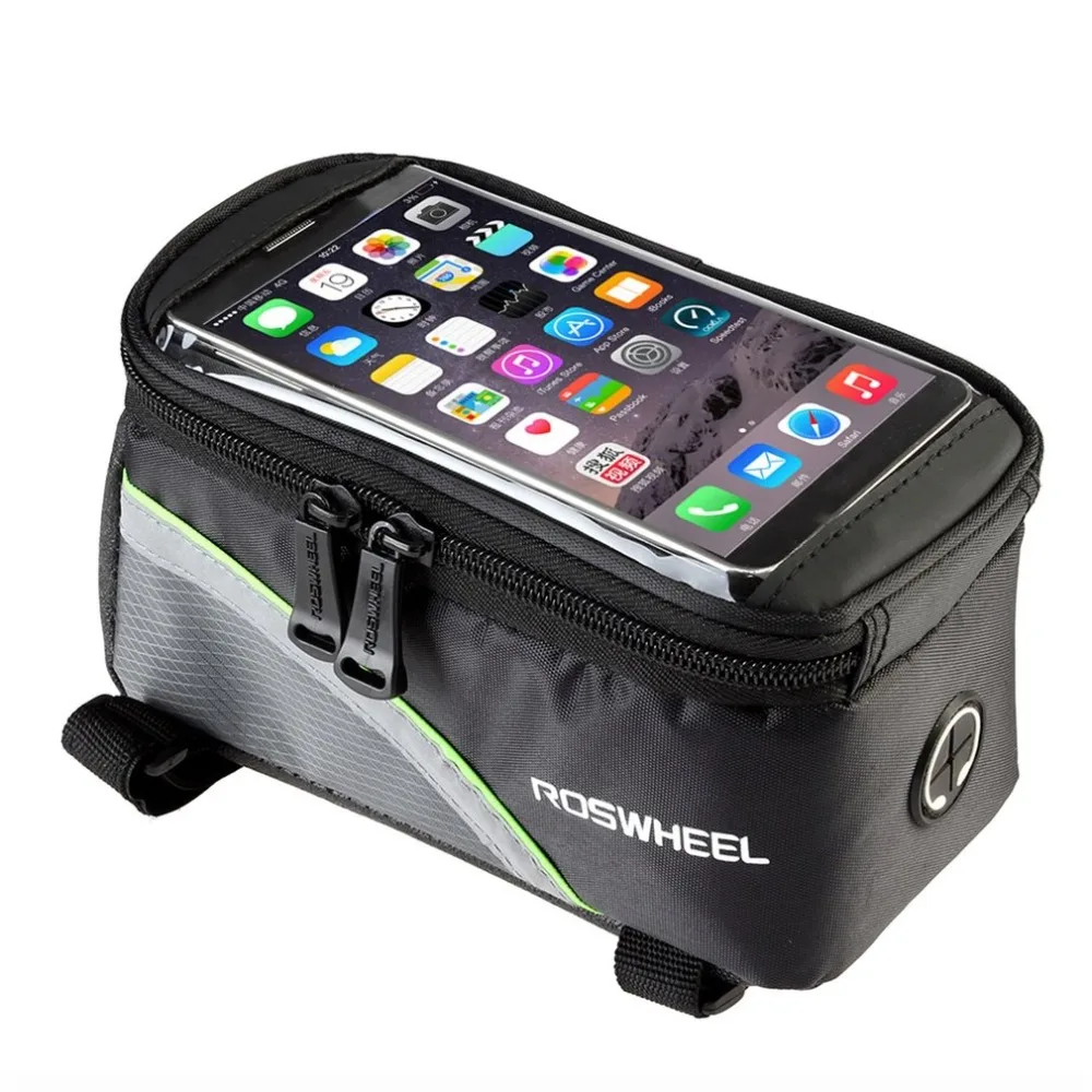 ROSWHEEL велосипедный сумки с сенсорным экраном водонепроницаемые велосипедные сумки MTB Рама Передняя труба сумка для хранения горный велосипед сумка для сотового телефона