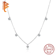 BELAWANG, роскошное 925 серебряное ожерелье с подвеской, стразы, круглый кристалл, Женская цепочка, Стерлинговое серебро, ювелирные изделия