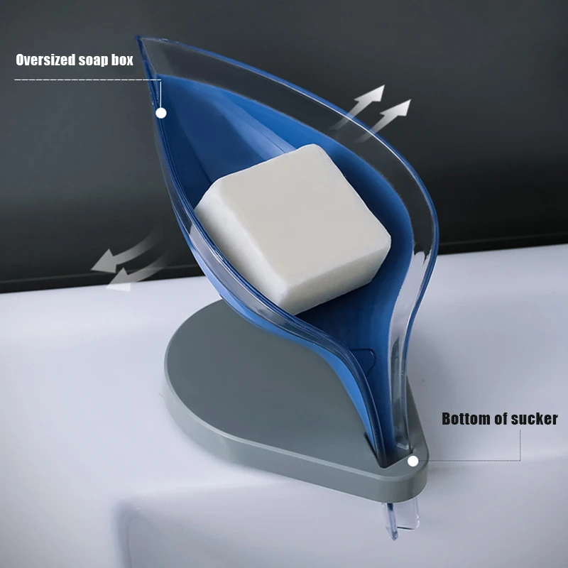 

Bathroom Decor Leaf Shape Hollow Soap Holder Drainage Storage Holder Container Toilet drain laundry soap box punching sucker