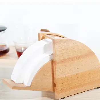 

1pc Coffee Filter Paper Storage Rack Wood Handmade Coffee Paper Box Coffee Filter Paper Storage Rack