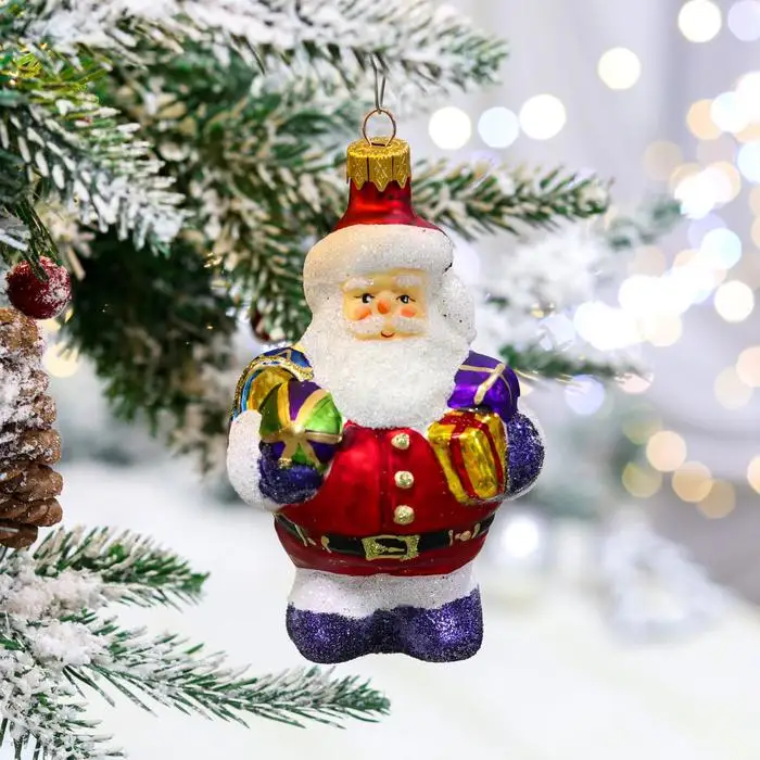 Ёлочная toy Santa Claus 12 cm glass balls for Christmas tree елочный ball decoration toys | Дом и сад