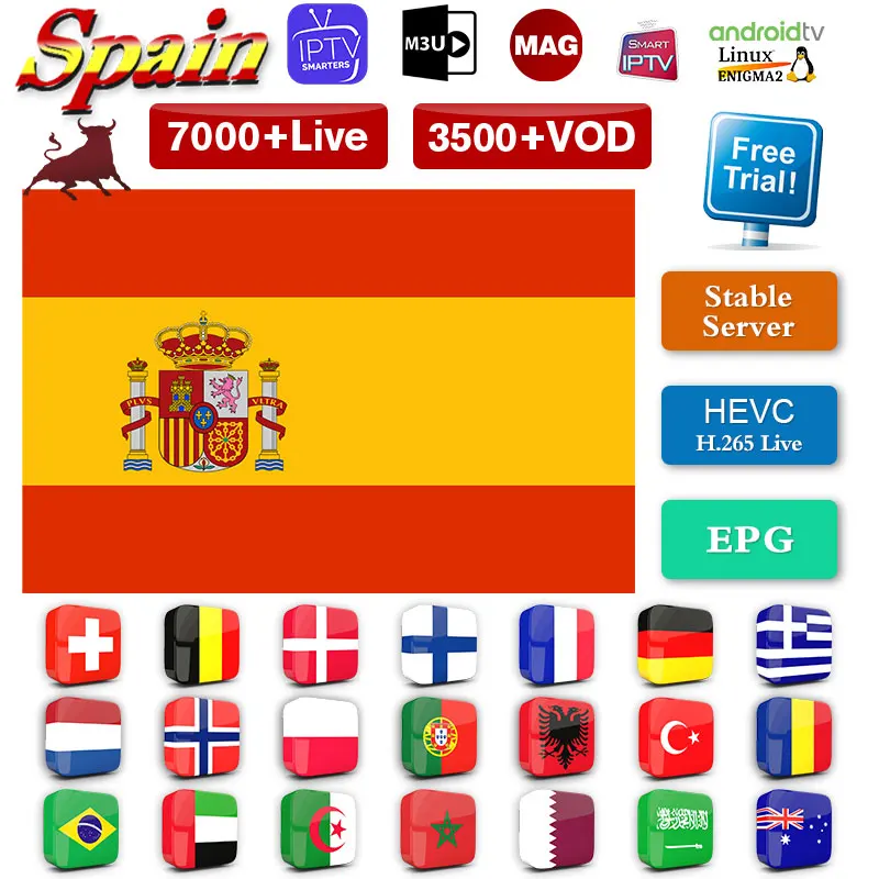 

IPTV Spain Portugal France Germany 1 Year IPTV Subscription Android Mag M3U IPTV Arabic Sweden Netherlands Spanish IP TV Spain