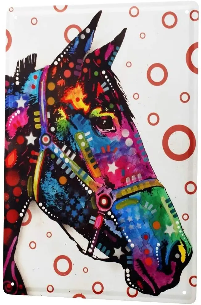

SINCE 2004 Tin Sign Metal Plate Decorative Sign Home Decor Plaques Ravtive Vet Practice Colorful Horse