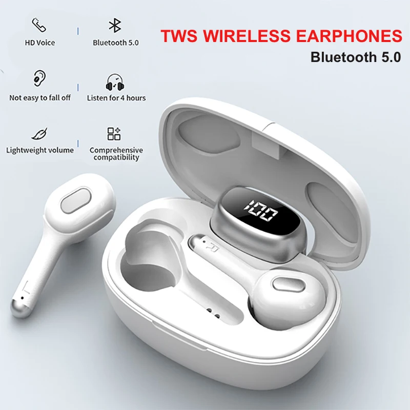 

Tws T9S Wireless Led-display Earbuds Hands-free Built In for With Charging Box Earphone Bluetooth with Mic
