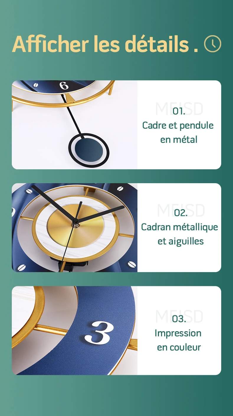 Orza-Horloge design Moderne en métal