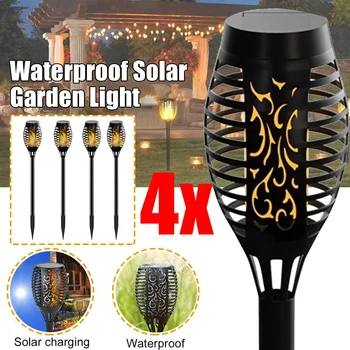

4PCS Waterproof Solar Garden Light Flickering LED Landscape Decoration Lamp for Garden Yard Patio Lawn Pathways Night Lights