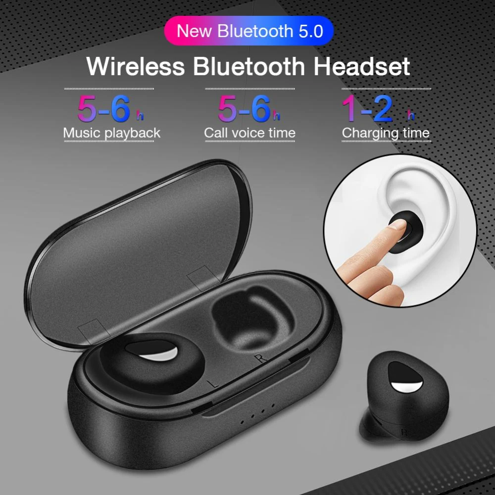 

Y20 Mini Wireless Bluetooth Earphone 5.0 HD Stereo Sports Headphones In-ear Earphones Invisible Sports Earbuds With Charging Box