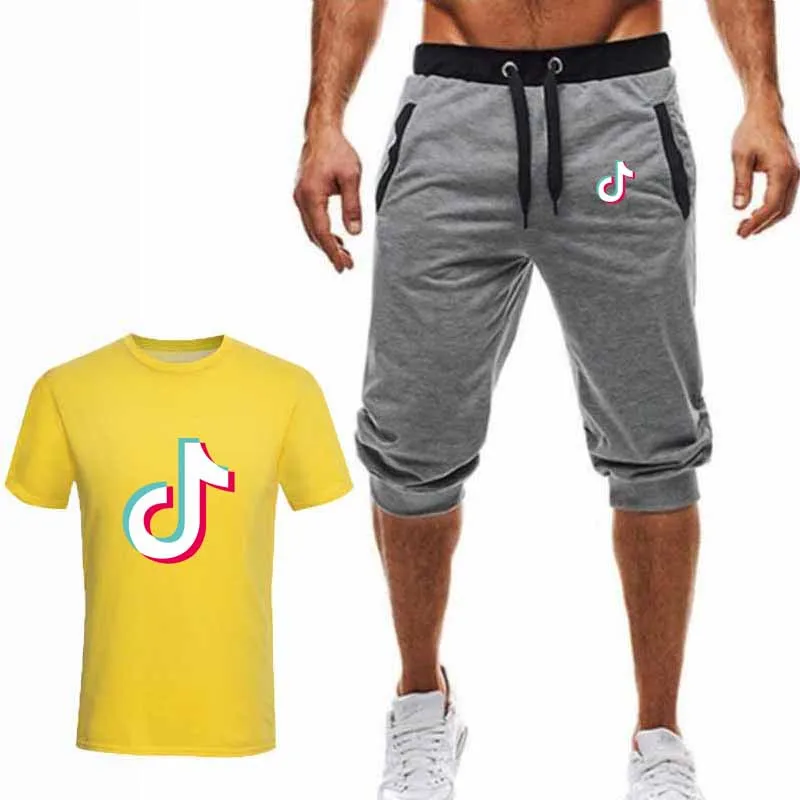

Summer Set Men Casual Beach Suits Short Sleeve Shirts Beating Notes Sweatsuit Pants Tracksuit Mens Sportsuits T shirt Shorts