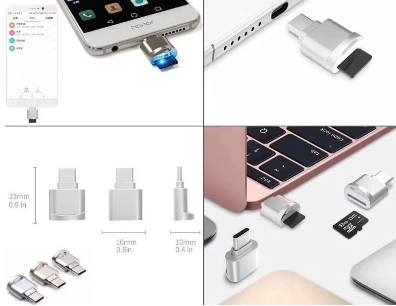 Сплав USB 3,1 Mirco USB Micro SD TF кард-ридер OTG адаптер для телефонов Android
