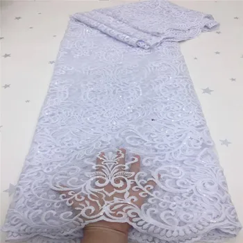 

2020 white African sequin Lace Fabric High Quality Sequins Ghana Lace Fabric Stretch red Lace For Nigerian Evening Party Dress