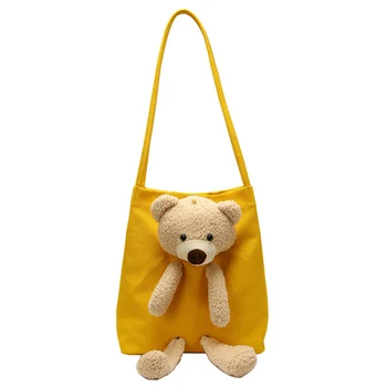 

All-matched Canvas Bag Female Cute Little Bear Handbag Wild Fashion Shoulder Bag All-Match for Girl 22*10*26cm
