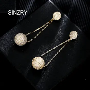 

SINZRY elegant Cubic zirconia lucky ball tassel drop earrings personality lady shinning party earrings for female