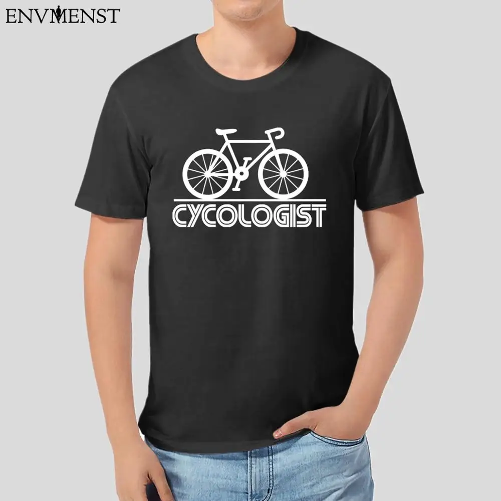 

ENVMENST Cycologist with Bike men's T Shirt off white Funny Bicycle Fanatic Cyclist Bike Rider Tee Shirt men clothing Tops Gift