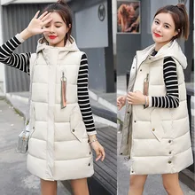 Осенне-зимняя новая Корейская куртка большого размера с капюшоном, студенческое пальто, Длинный жилет, женский жилет