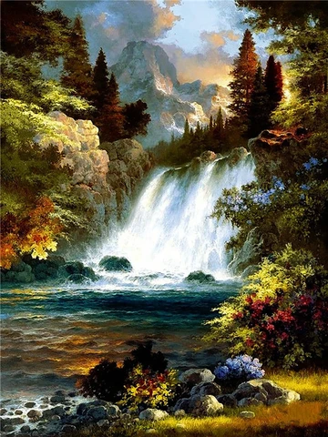 Diamond Painting Waterfall Scenery Full Square Diamond Embroidery Mosaic Picture Of Rhinestones Home Decor Gift