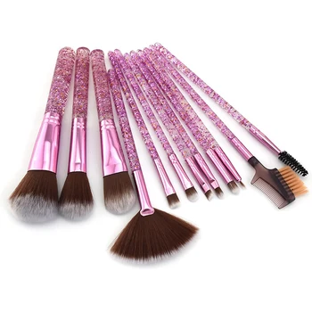 

12pcs Shiny Makeup Brushes Set Foundation Loose Powder Brush Eyeshadow Eyelash Eyeliner Fan Brush Cosmetic Tool Kit Professional