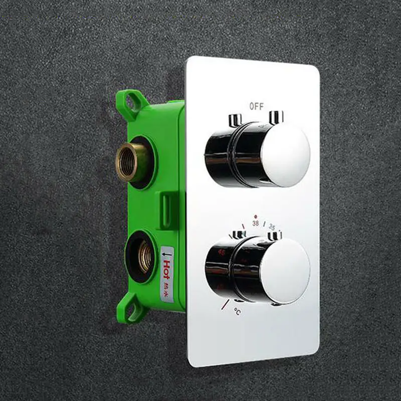 Thermostatic-Shower-Faucet-Mixing-Valve-2-or-3-Ways-Concealed-Easy-mount-Box-Brass-Concealed-Valve