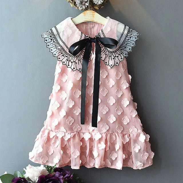 ay609 pink Кружевное платье для девочки Bear Leader, летнее праздничное цельнокроеное приталенное платье для детей возрастом от 3 до 7 лет - Цвет: ay609 pink