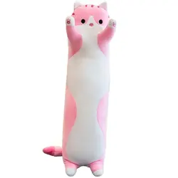 Muñeco de peluche de gato para niños y niñas, almohada de peluche suave de 50cm, almohada de rodilla para dormir, juguetes de peluche largos, regalo para novia