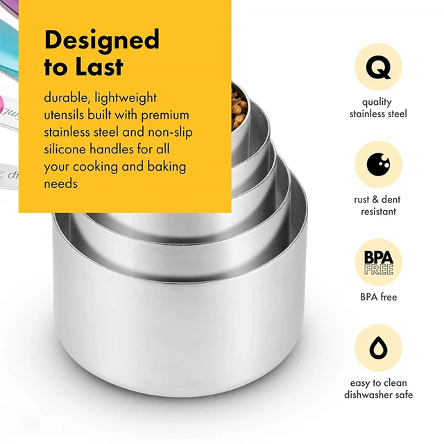 10 Darab Mérőpohár Mérő Kanál -Készlet Rozsdamentes Acél Csésze Sütéshez A Tea Kávé Konyha Szerszámok - Image 3