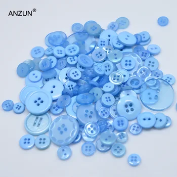 

ANZUN Crafts 50G Light Blue Mixed Sizes & Colour Buttons Assorted Shapes & Sizes Approx 100pcs For DIY Buttons Crafts