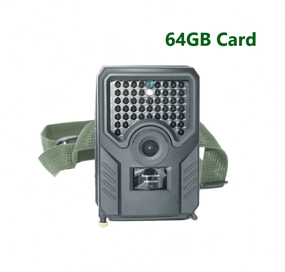 PR-200B 64GB SD Card PDDHKK открытый 12MP Trail Ловушки для фотоаппаратов 49 шт. 940nm светодиоды ночного видения IP56 водонепроницаемая охотничья камера 110 градусов PIR сенсор - Цвет: PR-200B 64GB SD Card