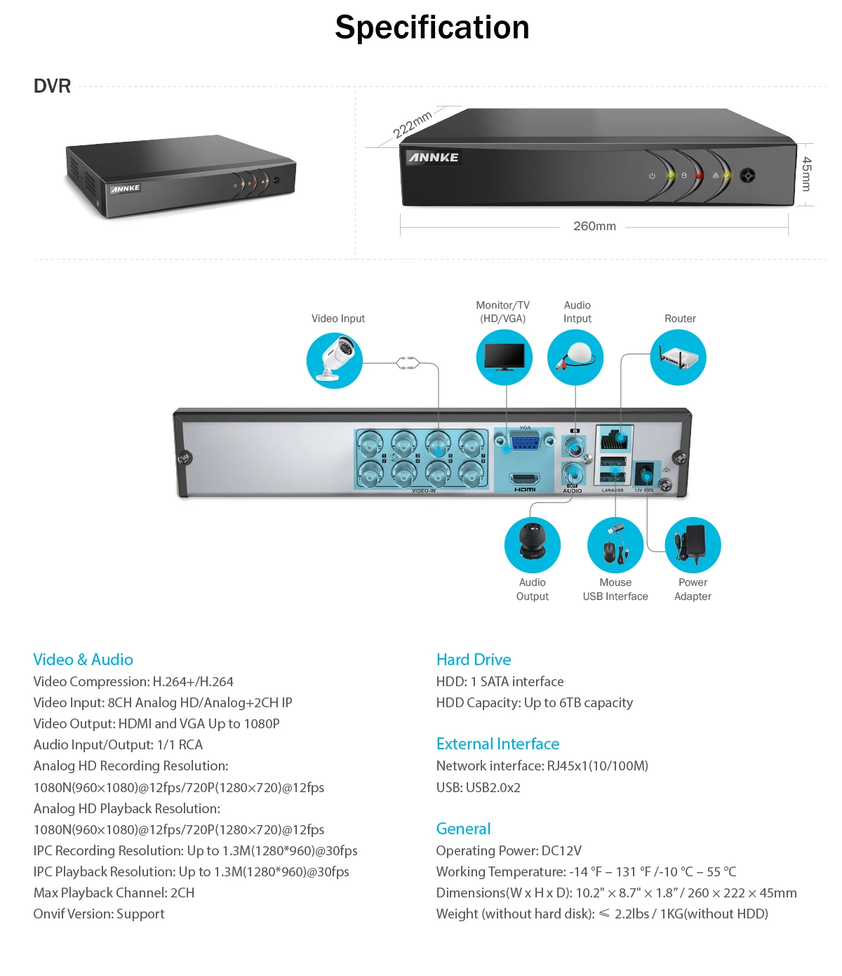 ANNKE 4CH 1080P CCTV камеры DVR системы 4 шт. водонепроницаемый 2.0MP HD-TVI пуля камера s домашний комплект видеонаблюдения белого цвета