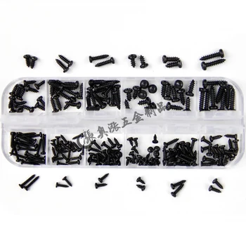 

free shipping one set 195pcs Miniature electronic screw precision instrument digital camera glasses screws black round self ta