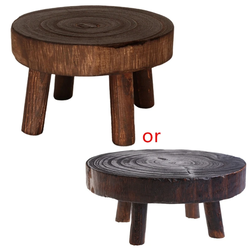 Plant Stand Solid Wood Round Bench Flower Pot Holder Plant and Succulent Flower Pot Base Display Stand Stool Home Garden Patio Decor