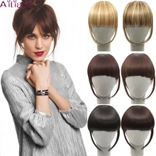 AILIADE синтетические женские волосы на двух клипсах, накладные волосы с бахромой, черные с блондином, накладные волосы на клипсах спереди