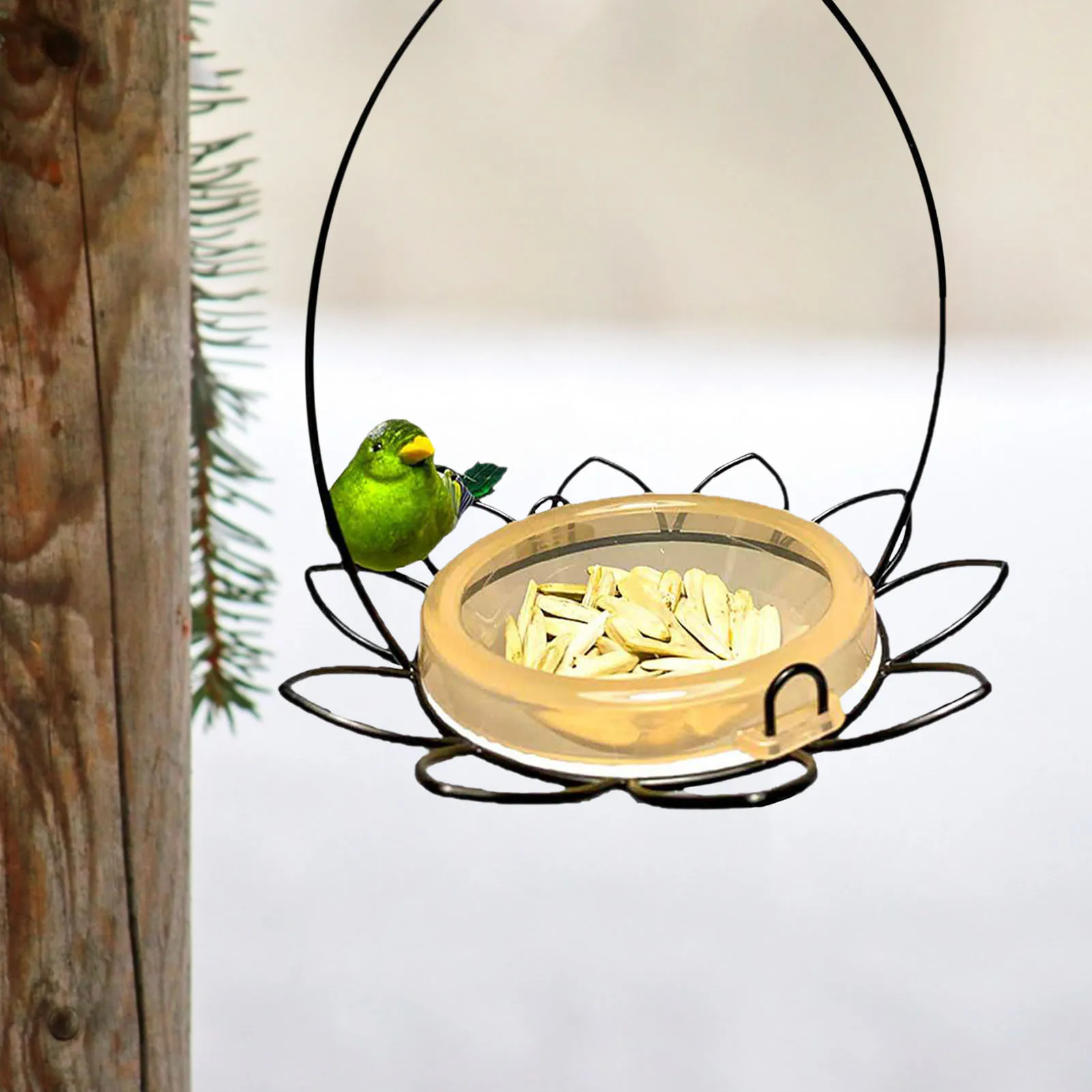 Bird Feeder Flower Shaped Metal Hanging Bird Food Dispenser Bowl Wild Bird Feeding Tool Bird Feed Trough For Outdoor Indoor