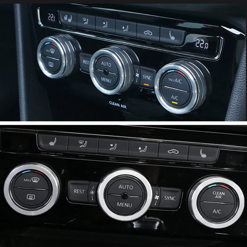 Aluminum Alloy Car Air Conditioning Knob Ring Cover Decorate Volkswagen VW Tiguan Golf MK7 Passat B8 T-ROC Atlas car knob covers car air conditioner trim air conditioner trim car moulding decoration