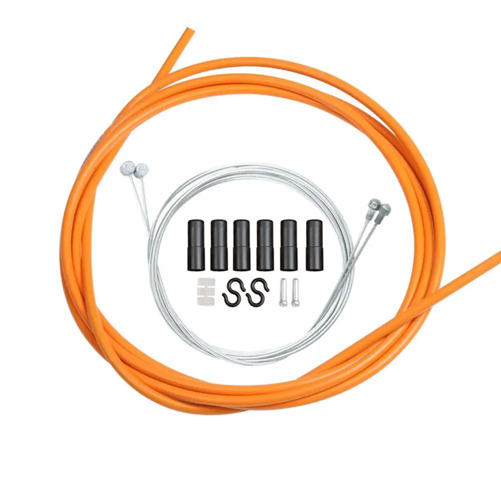 2 м тормозной механизм горного велосипеда Наборы кабелей Тормозная Линия корпус кабель для переключения провода трубы комплект костюм с хвостовыми колпачками для горного велосипеда - Цвет: Orange Brake Cable
