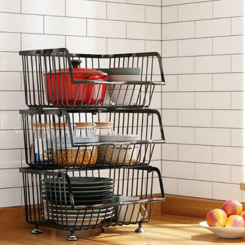 Многофункциональная Бытовая кухонная стойка напольная многослойная стойка для хранения фруктов и корзина для хранения овощей ZP8071504