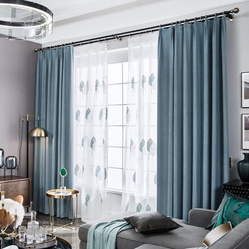 

Blackout Curtains Living Room Northern European-Style Modern High-End Atmospheric Light Luxury Bedroom Solid Color