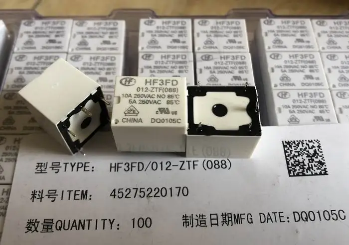 HF3FD Relais 4-Pin 9V/12V 10A - Elektromechanisches Relais Für Auto & Industrie