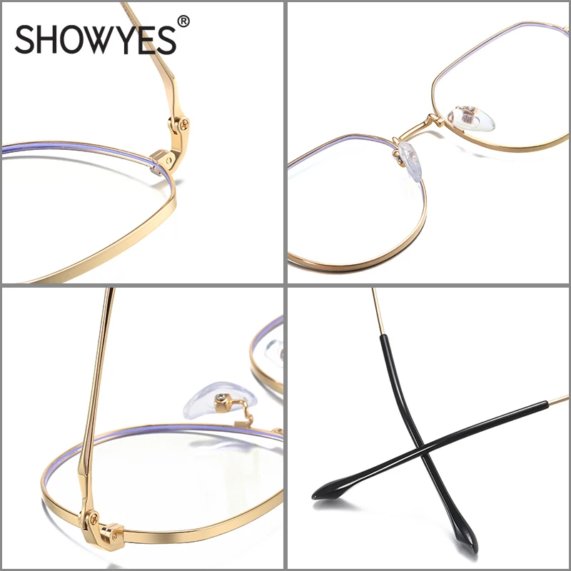 SHOWYES, анти-синий светильник, очки для женщин, верхний плоский нижний круг, простые очки, необычные очки, Blu Ray блокирующие очки 039