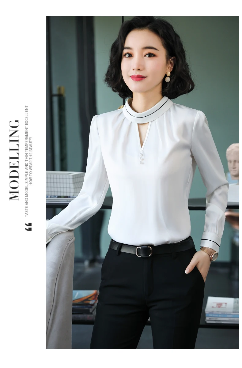 Новинка, Весенняя модная женская рубашка foraml, длинный рукав, v-образный вырез, атласные красные блузки, офисные женские шифоновые топы