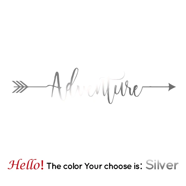 Fashion 126X28cm Adventure Frase Carbon Sticker Car Both Body Arrow Quote Stickers Decal Car Wrap Vinyl Film Car Accessories Silver