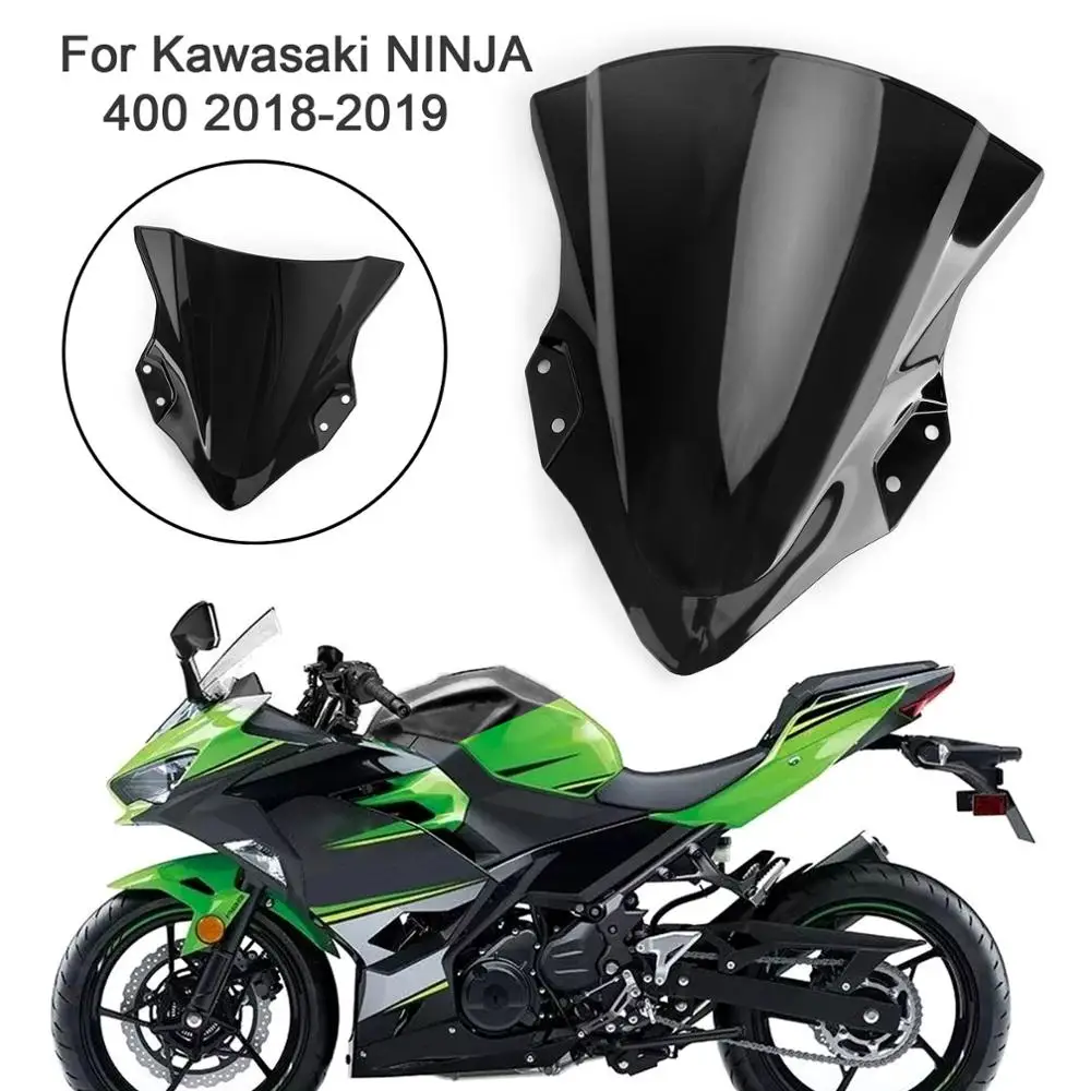 Motorcycle Windshield Iridium Windscreen Black With Bolts Screws Nut Fastener For Kawasaki Ninja 400