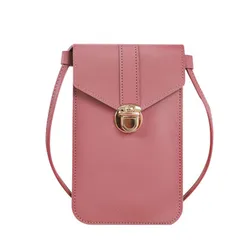 Women's Crossbody Bag Pu Leather Touch Screen Mobile Wallet Female Retro Student Buckle Shoulder Bag Purses and Handbags