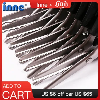

INNE Scissors Needlework Tailor's Sewing Embroidery Fabric Zigzag Shape Craft Cut 23.5cm Dressmaking Leather Handicraft DIY Tool
