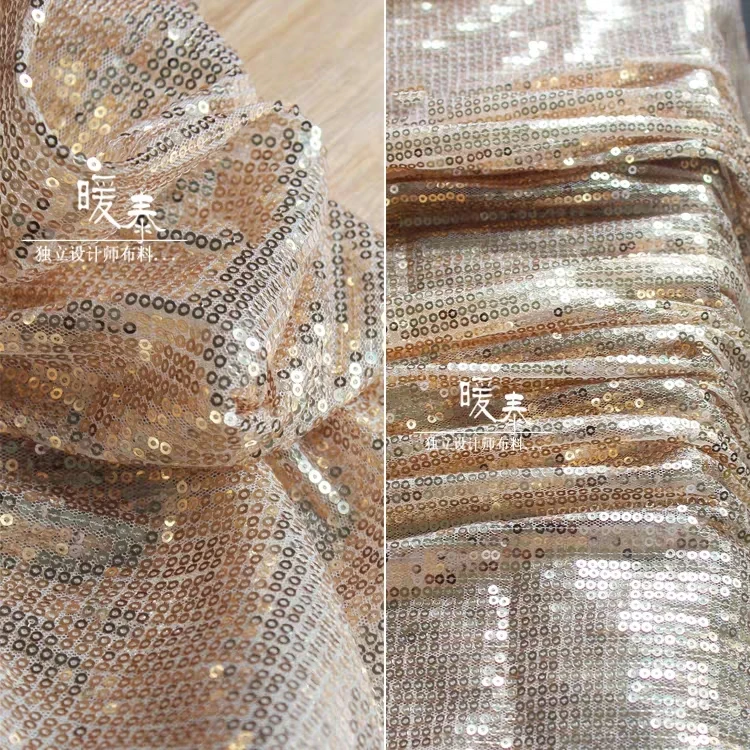 

Metallic Sequins Fabric net yarn dress live shooting background stage decor costume design fabric DIY