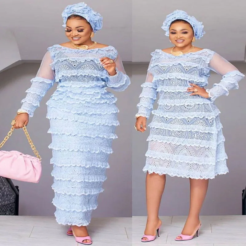 Blue French Lace Fabric Nigerian Lace Fabric 5 Yards African Fabric Embroidery Tulle Lace Fabric for Party Dress SL1152