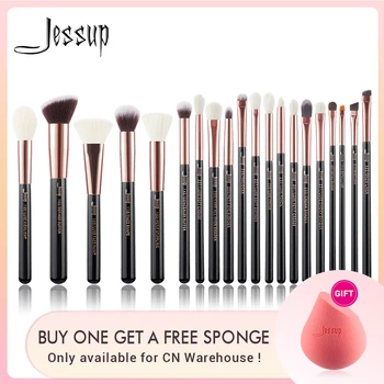 

Jessup Rose Gold /Black Professional Makeup Brushes Set Make up Brush Tools kit Foundation Powder Brushes natural-synthetic hair