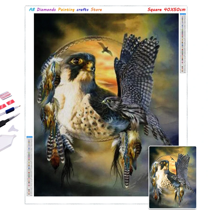 5D DIY Diamond Painting Wolf AB Drill Full Square/Round Aniaml Eagle Diamont Embroidery Butterfly Mosaic Cross Stitch Home Decor 