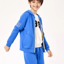 Детский костюм для мальчиков; сезон осень-зима; Новинка года; Модный спортивный комплект из двух предметов для больших детей; Теплый Бархатный комплект из двух предметов